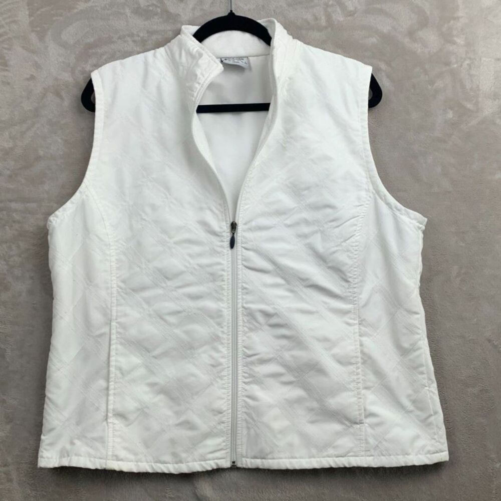 Columbia Women XL White Quilted Full Zip Lightweight Vest Gorpcore Outdoors Work